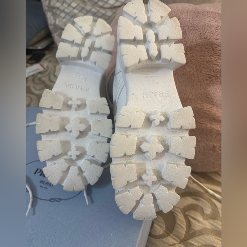 Prada White monolith Boots includes box and original stuffing paper.Kept in box - Picture 2 of 5